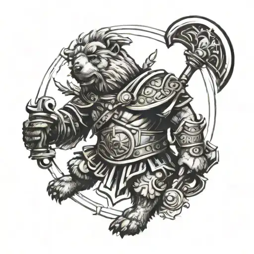 Roman Warrior With Warrior Bear