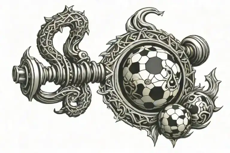 Lord Shiva Trishul Trident And Soccer Ball Merging