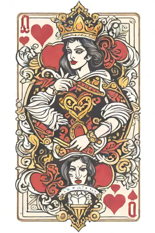 Feminine Playing Card Queen Of Hearts Playing Card