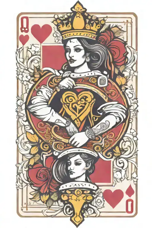 Feminine Playing Card Queen Of Hearts Playing Card