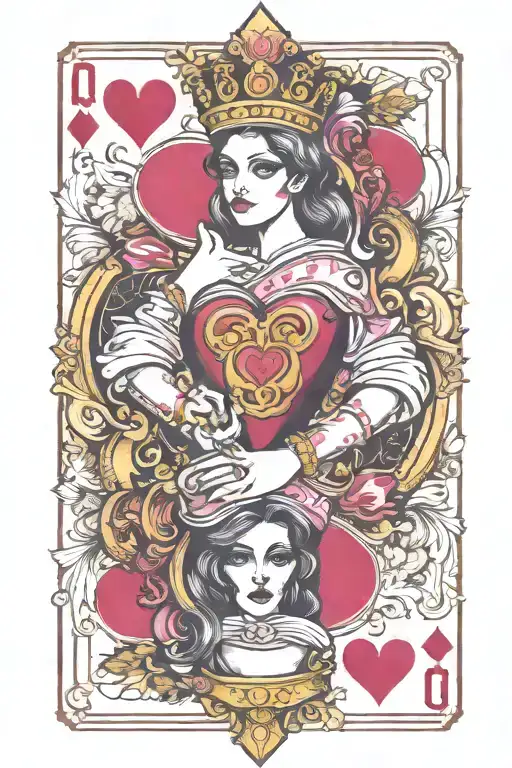 Sexy Pink Queen Of Hearts Playing Card