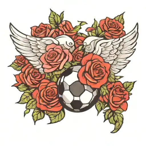 Roses Soccer Balls And Angel Wings
