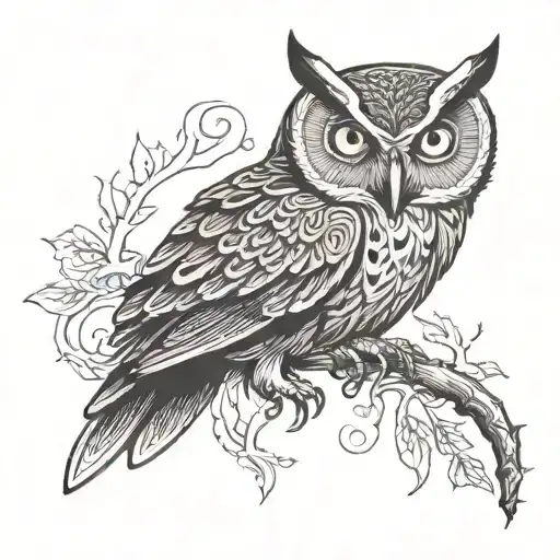 An Owl With Intimidating Eyes Looking For Enemies With Scary Eyes