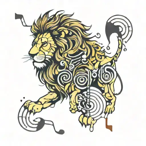Lion Ab Stract Design With Musical Notes