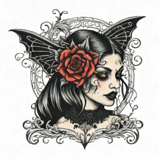 Vampire Girl With Flower Tiarra On Her Head And Black Lace Veil