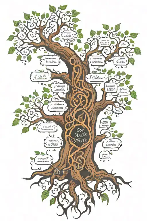 Family Tree With Names Intertwined