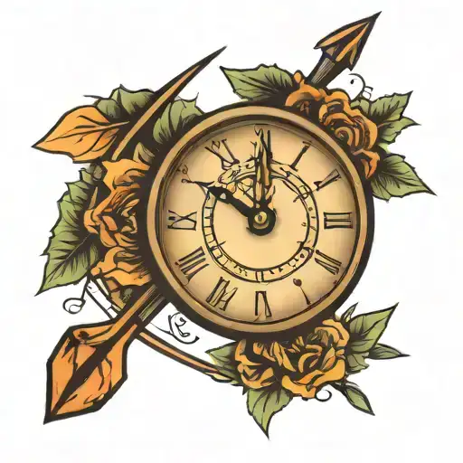 Arrow With Clock In The Middle