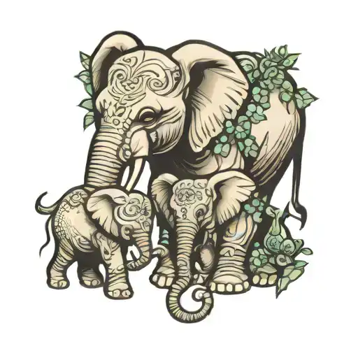 Elephant Mother And Son