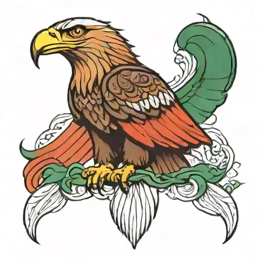 Eagle Colored With Sudanese Flag Intertwined