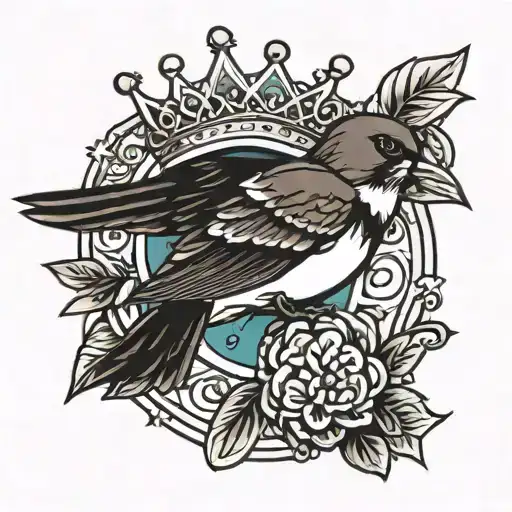 Kings Crown And Swallow Bird