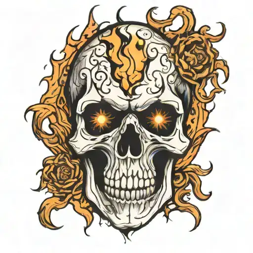 Skull Whit Fire Eyes