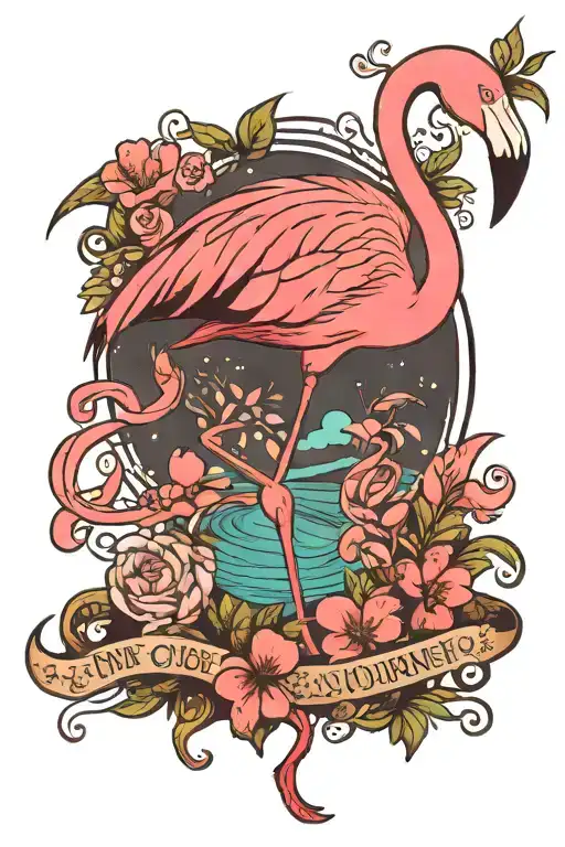 Simple Pink Flamingo Standing With Words The Only Impossible Journey Is The One You Never Begin