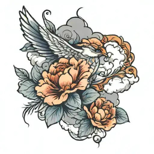 Clouds Flower Bird Flying