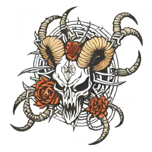 Ram Skull And Spiders Together Sigil