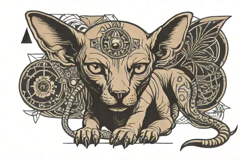 Egyptian Sphynx With Pyramids