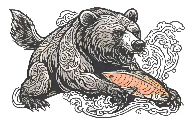 Bear Eating A Salmon