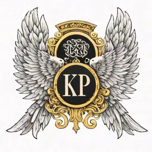 Angel Wings With Roman Numerals And The Letters Kp