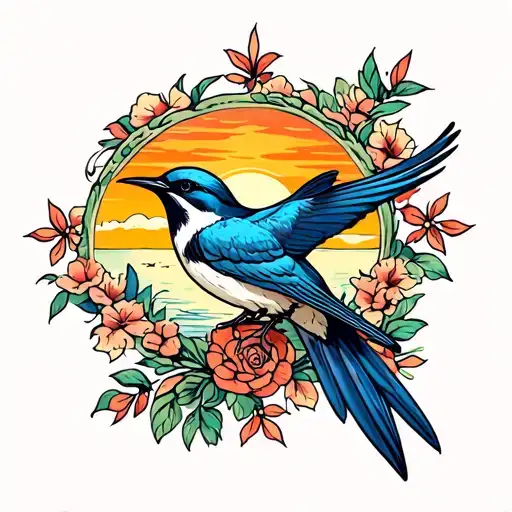 Swallow And A Sunset