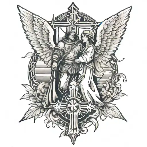 In The Cross There Is An Angel And A Soldier