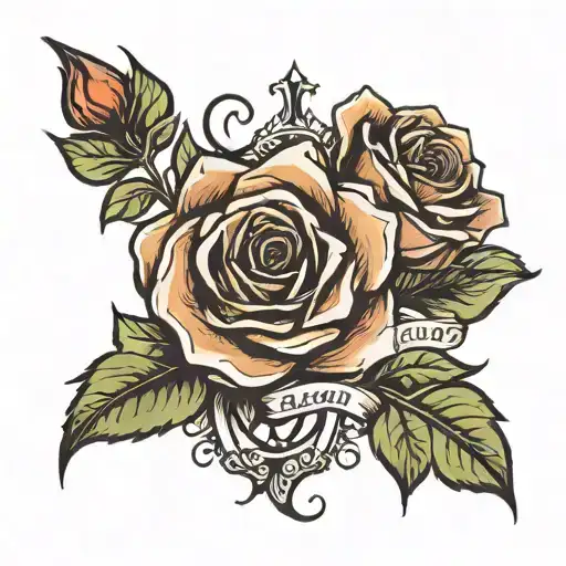Rose Tatoo With Name Uzay