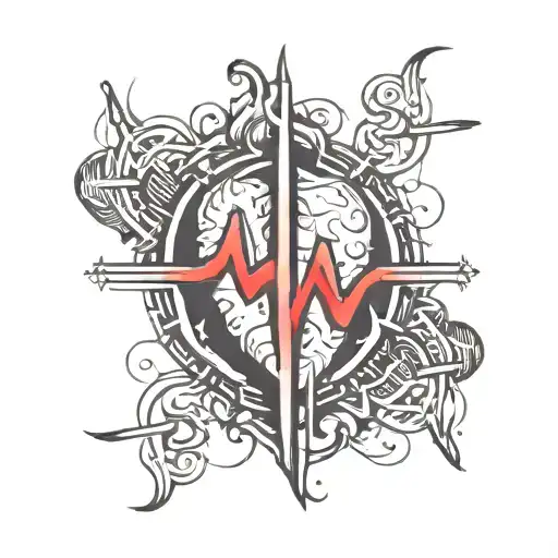 Ekg Line With A W In The Middle