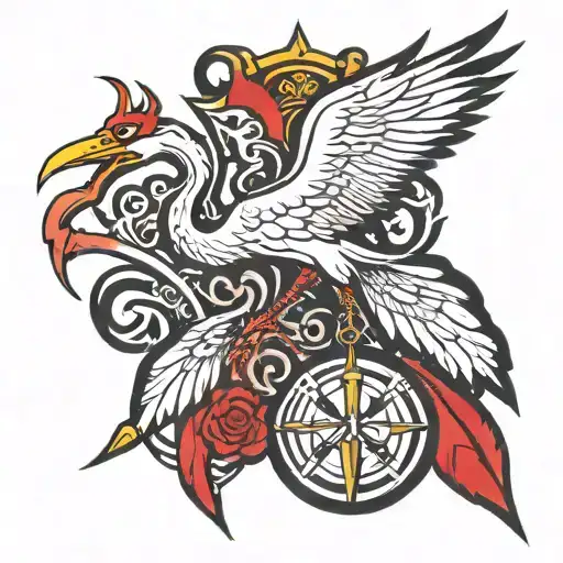 Polish Crane Ukraine Trident Symbol