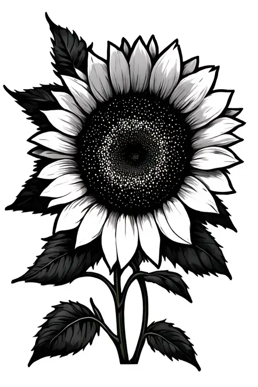 Sunflower Tattoo With Sonya As Stem 3-31-1970-7-24-24