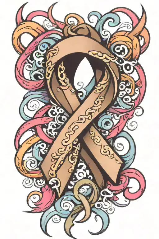 Cancer Ribbon Representing Different Types Of Cancers