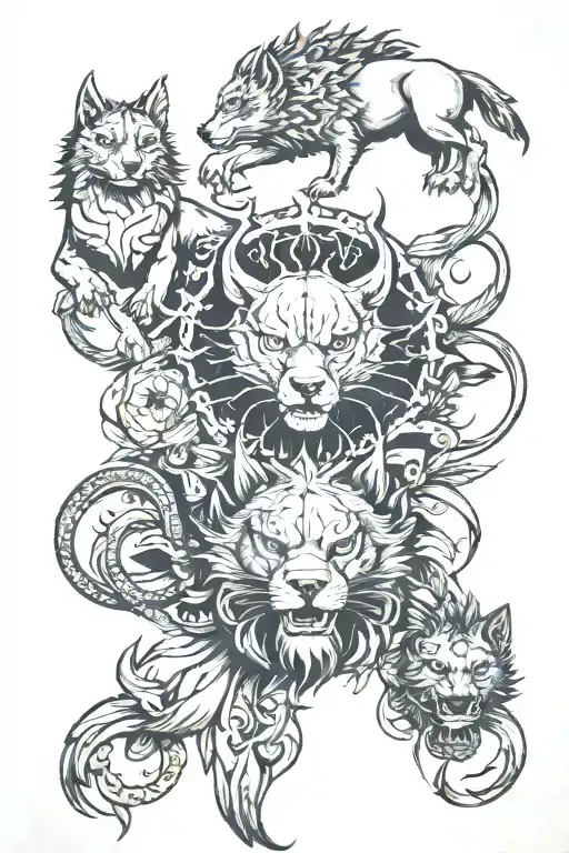 Crab And Wolf And Lion