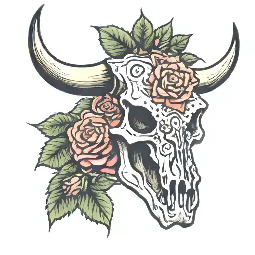 Bull Skull Roses