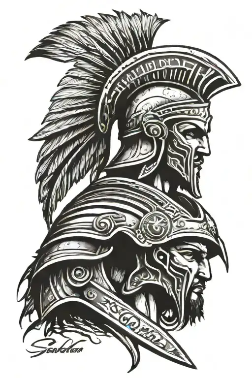 Spartan Warrior With Slogan Written