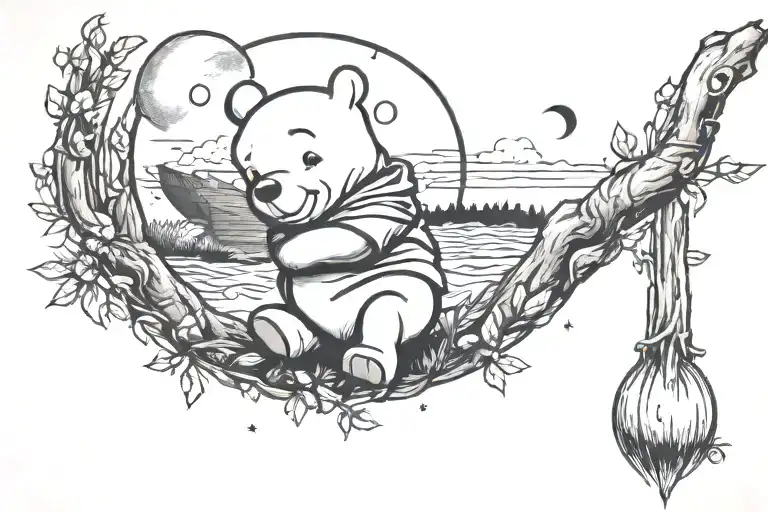 Winnie The Pooh Looking At The Moon