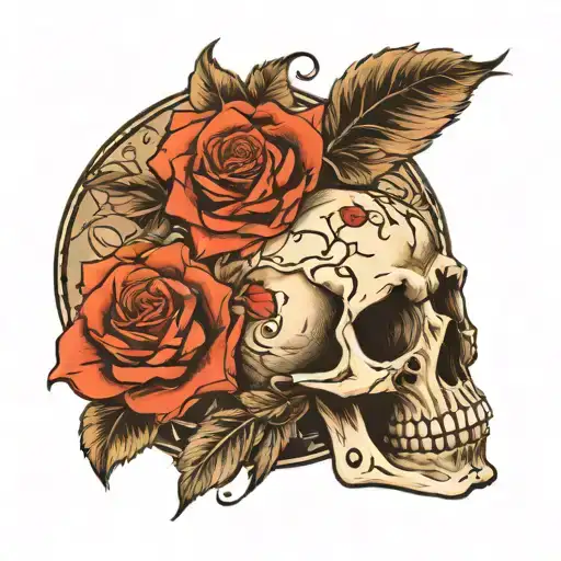 Roses And Gaelic And Skull