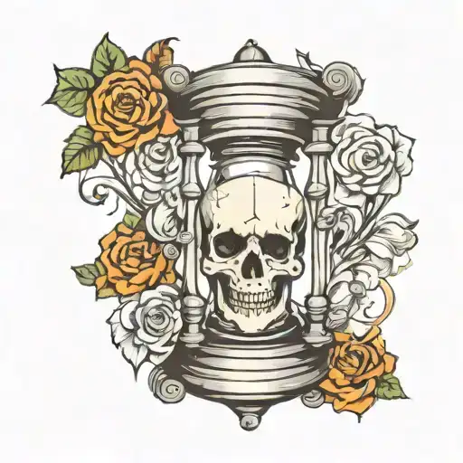 Hourglass With Skull Inside