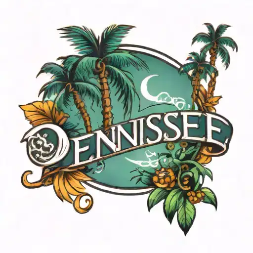 The Word Dennise With Palm Trees Tattoo