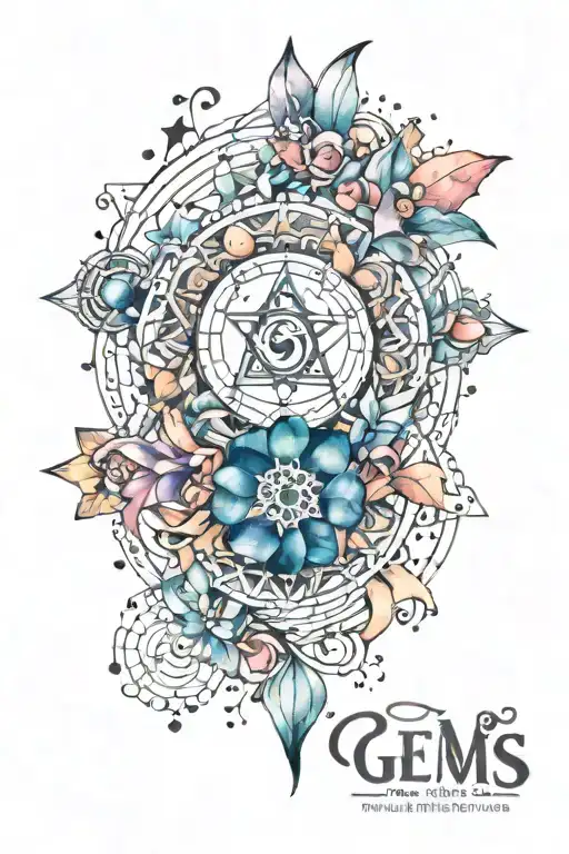 Gems Stars Mandala Watercolour Music Note Intertwined