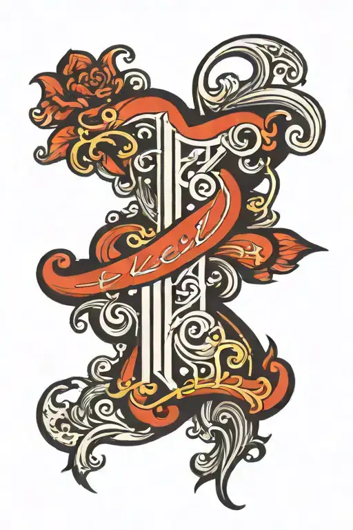 Tattoo Of Word 'Keil' Going Vertically Tattoo