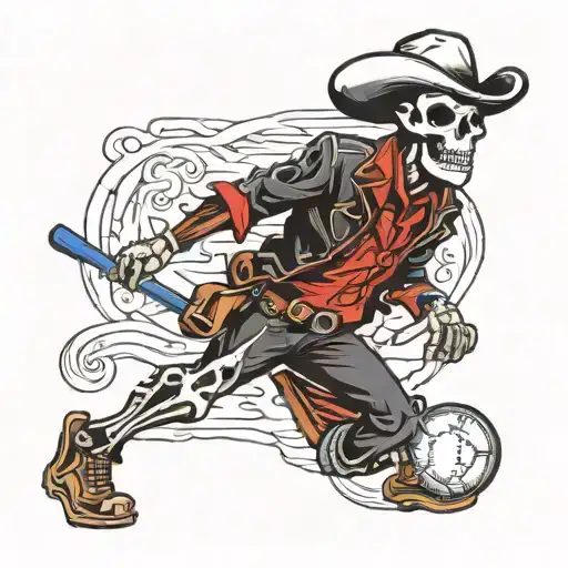 Baseball Cowboy Skeleton