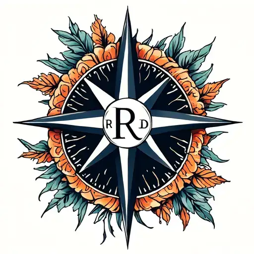 Wind Rose With The Initials S R D