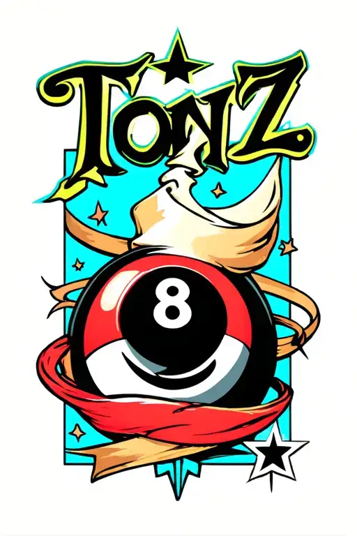 The Word 'Tonz' And A Star And 8 Ball