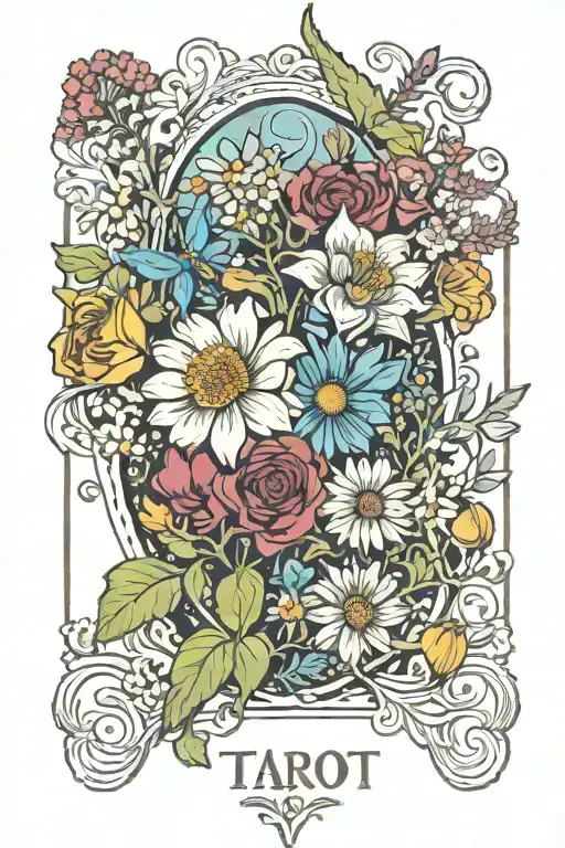 Wild Flowers Surrounding Tarot Card Design Featuring
