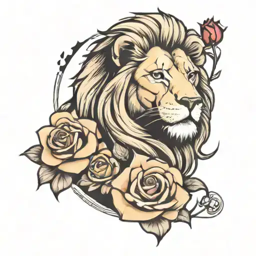 Lion With Rose