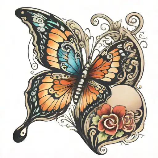 Butterfly With Semicolon In The Middle Encased Inside Of A Heart