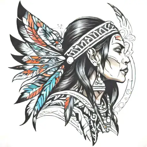 Beautiful Indigenous Woman In Mountain Profile