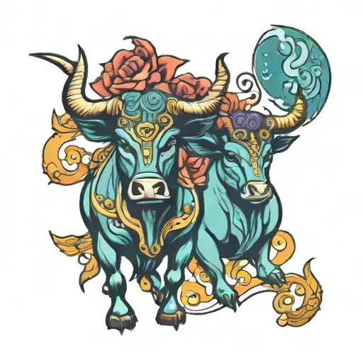 Taurus And Aquarius Zodiac Sign Tattoo