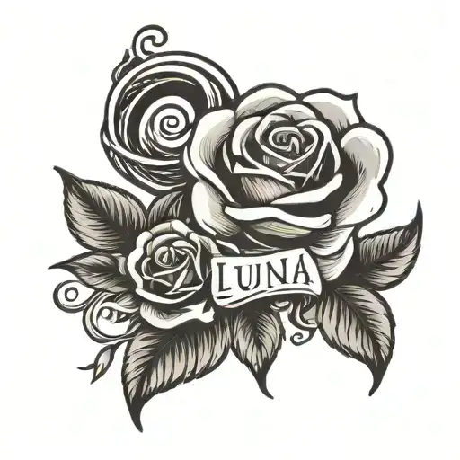 Name Luna Image Of A Rose Intertwined