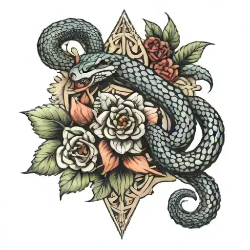 Snake Flower Viking With Metatron Cube