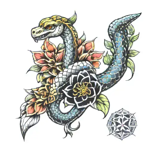 Snake Flower Viking With Metatron Cube