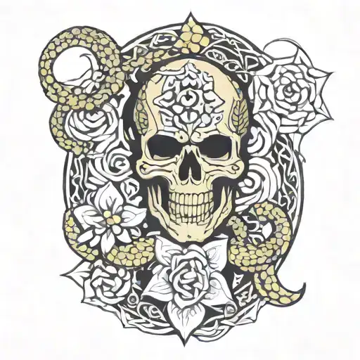 Snake Flower Viking With Metatron Cube