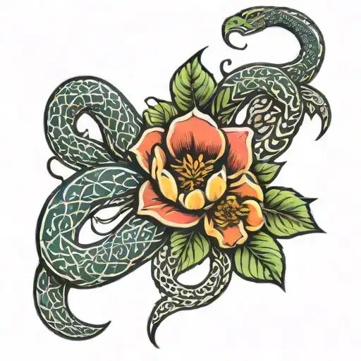 Snake Flowers Viking Style Forearm